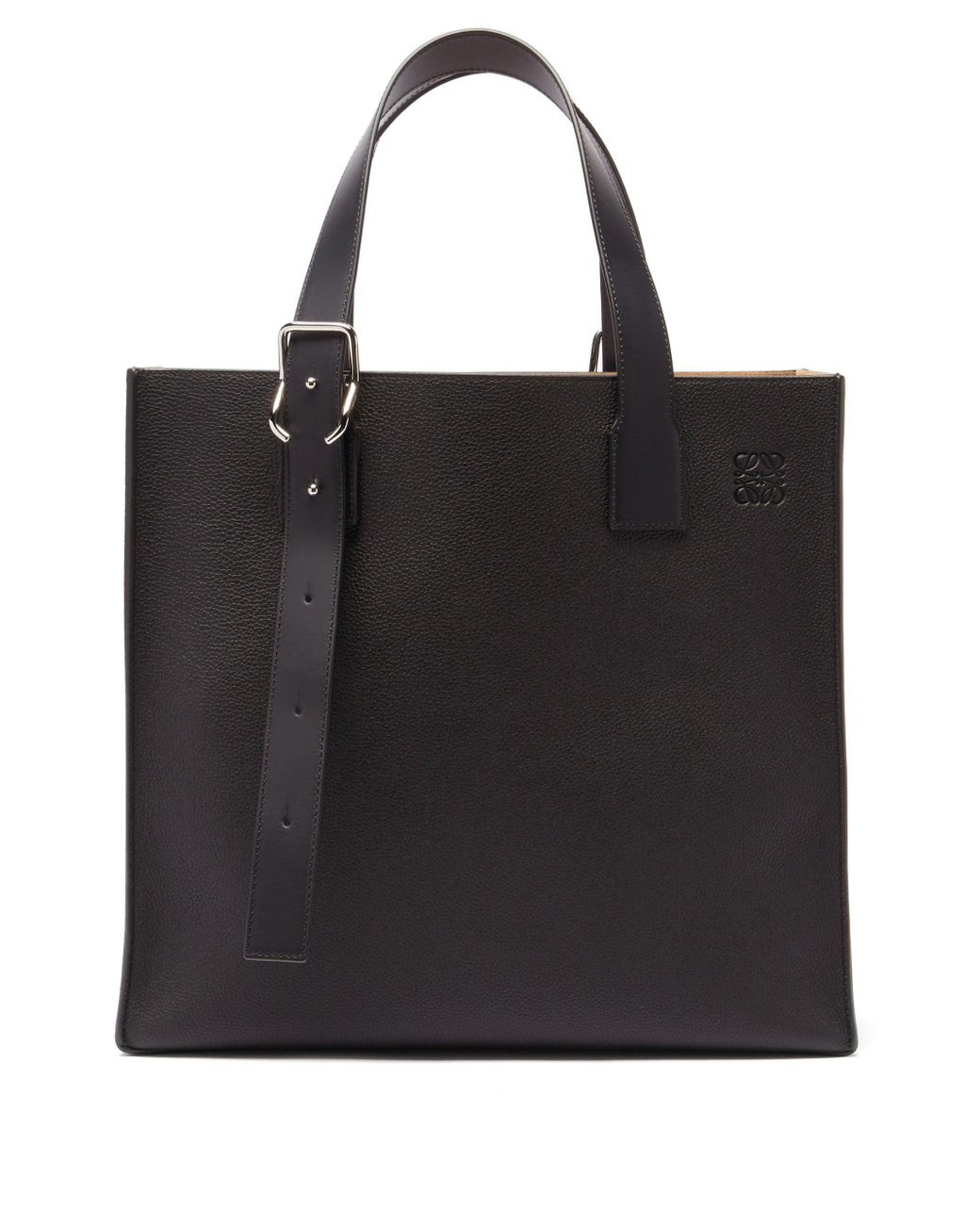 Loewe Buckle Grained-leather Tote Bag in Black for Men | Lyst UK