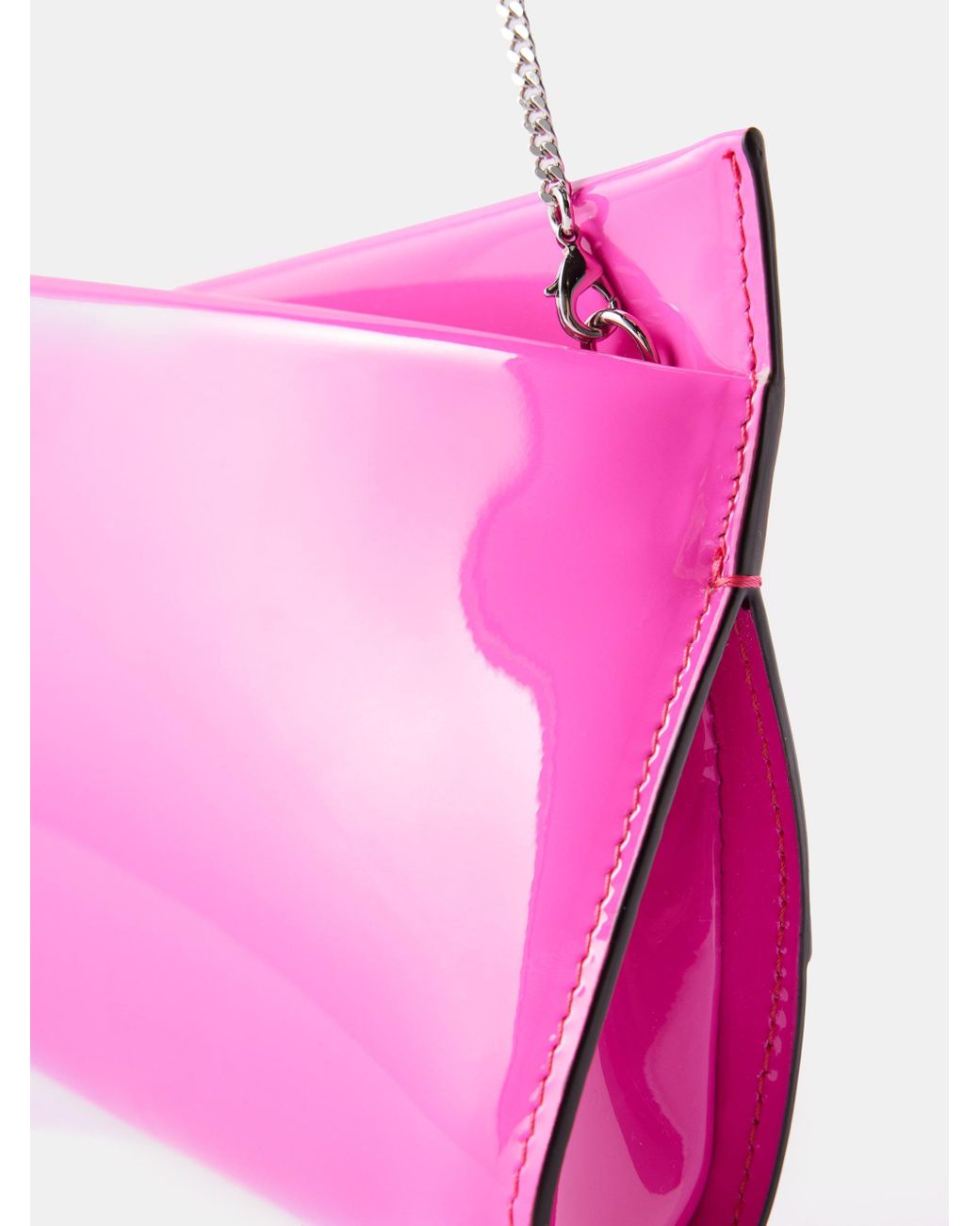 Hot pink top leather clutch