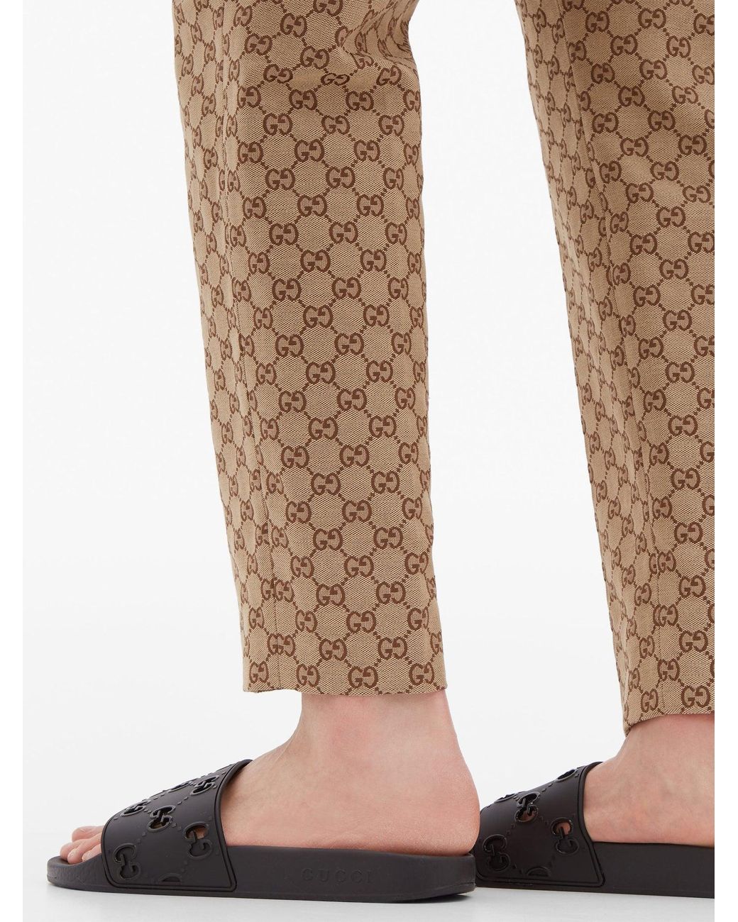 Gucci Gg Cut Out Rubber Slides in Black for Men | Lyst