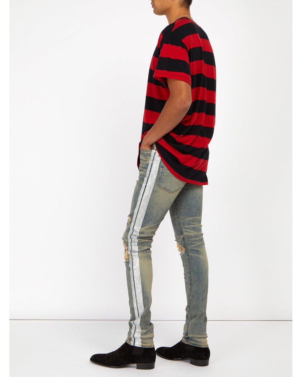 Amiri glitter stripe jeans outlet