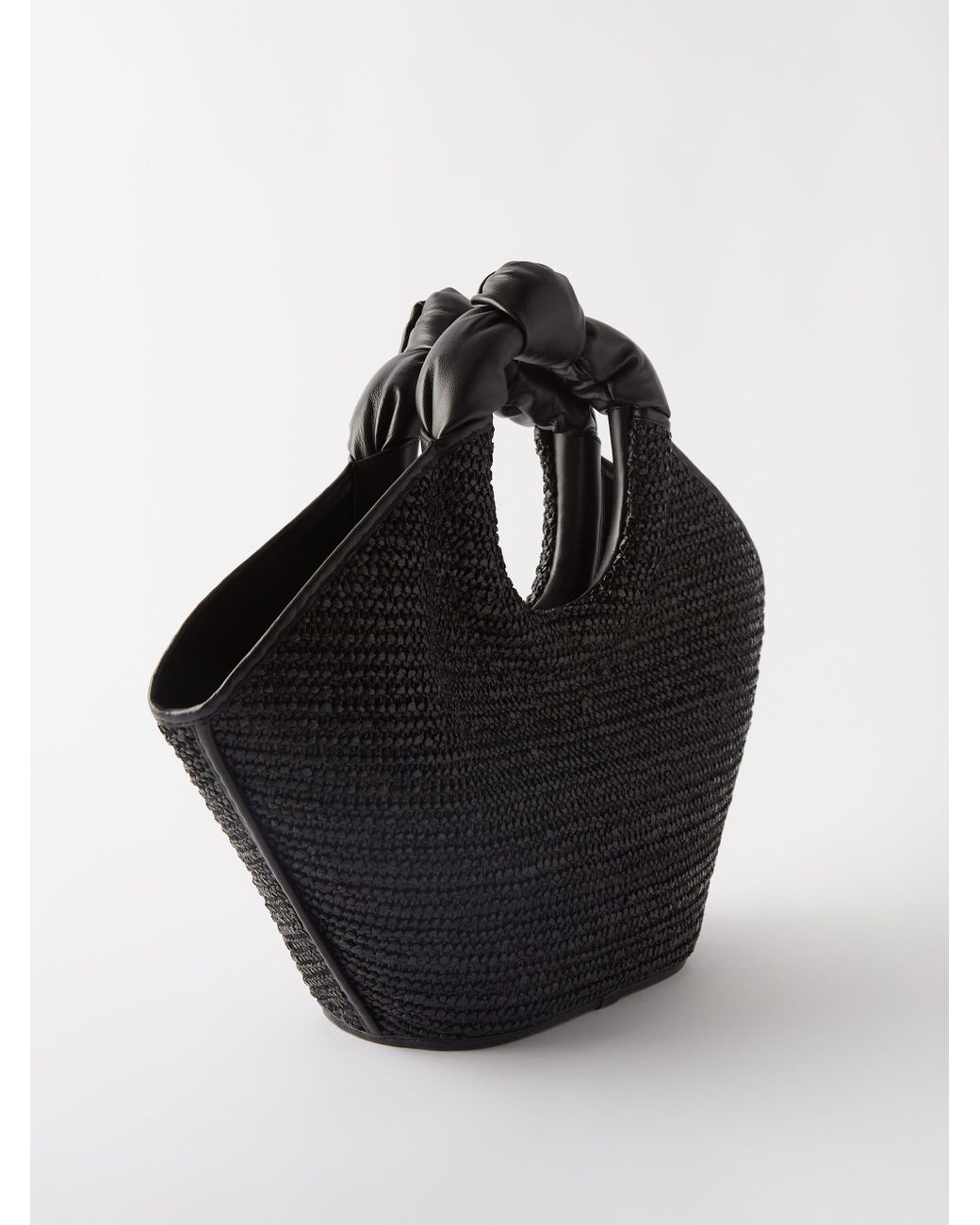 Mini cabas leather & raffia tote bag - Hereu - Women