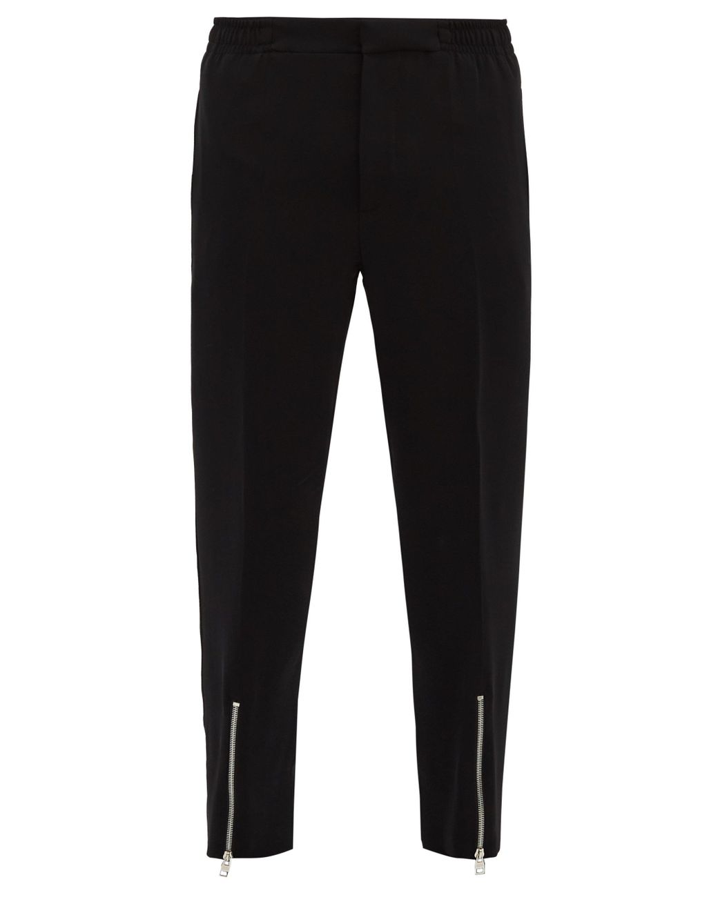 Alexander McQueen Zipped-cuff Crepe Trousers in Black for Men - Lyst
