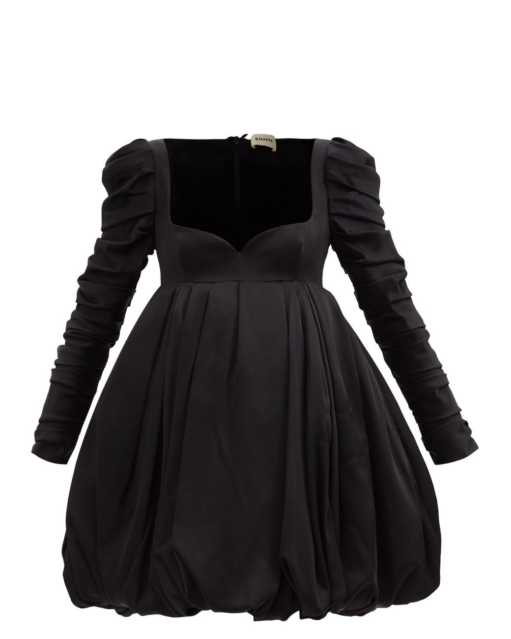 Khaite Katia Sweetheartneckline Bubble Satin Mini Dress in Black