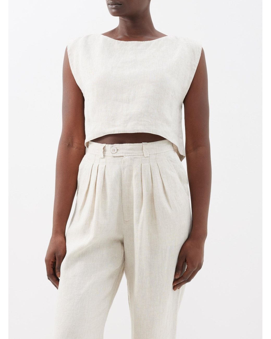 Posse Martina Linen Cropped Top in White | Lyst Canada
