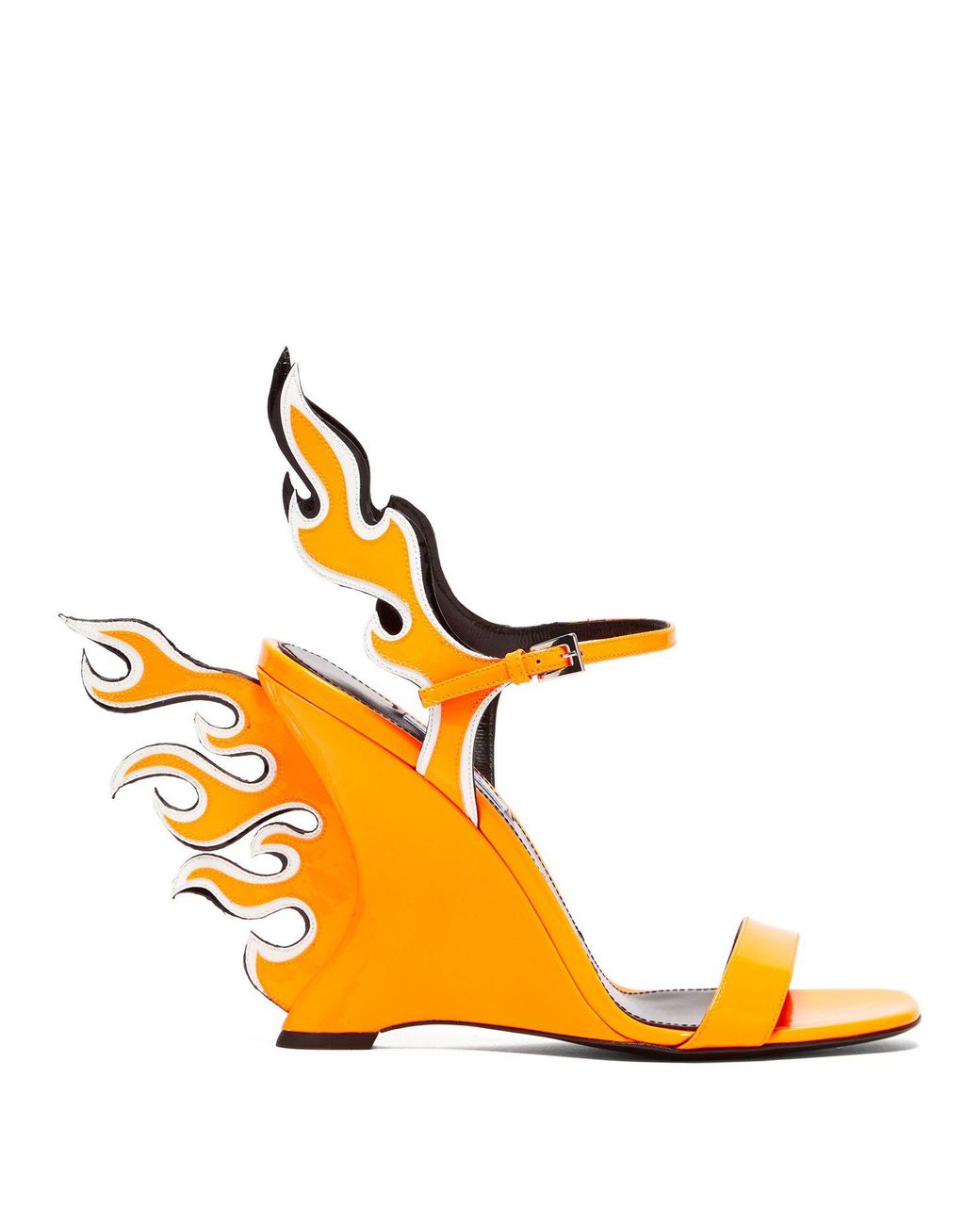 Prada Flame Patent-leather Sandals in Orange | Lyst