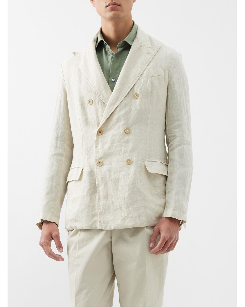 Linen double breasted clearance suit