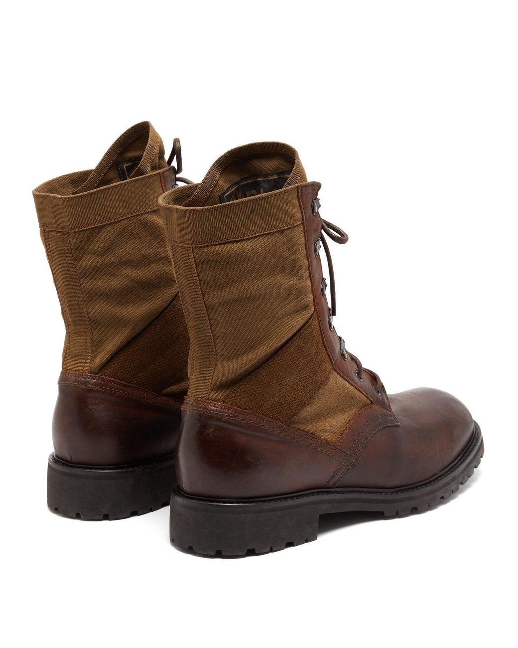 Belstaff Trooper Leather And Canvas Boots in Brown for Men | Lyst