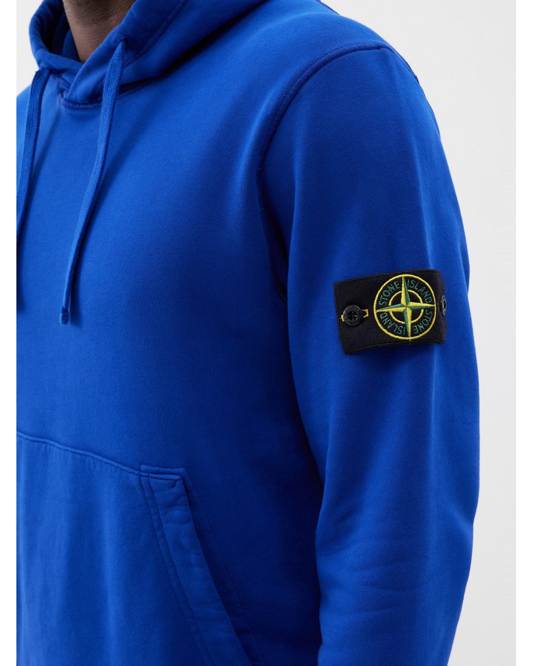 Stone Island Logo-patch Cotton-jersey Hoodie in Blue for Men | Lyst UK