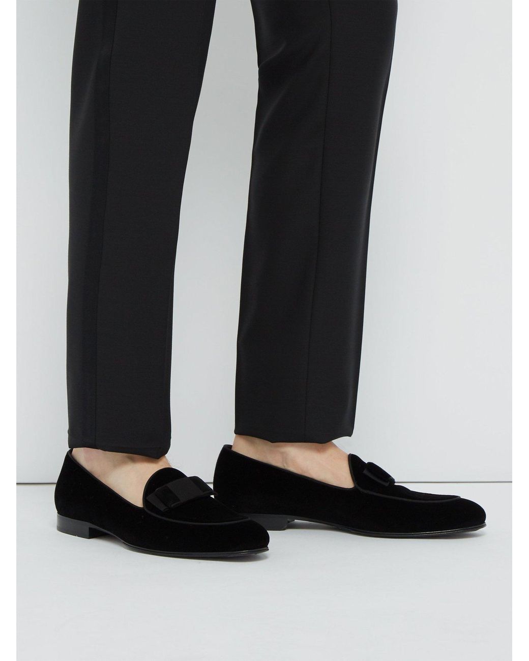 Dolce u0026 Gabbana Velvet Bow Loafers in Black for Men | Lyst