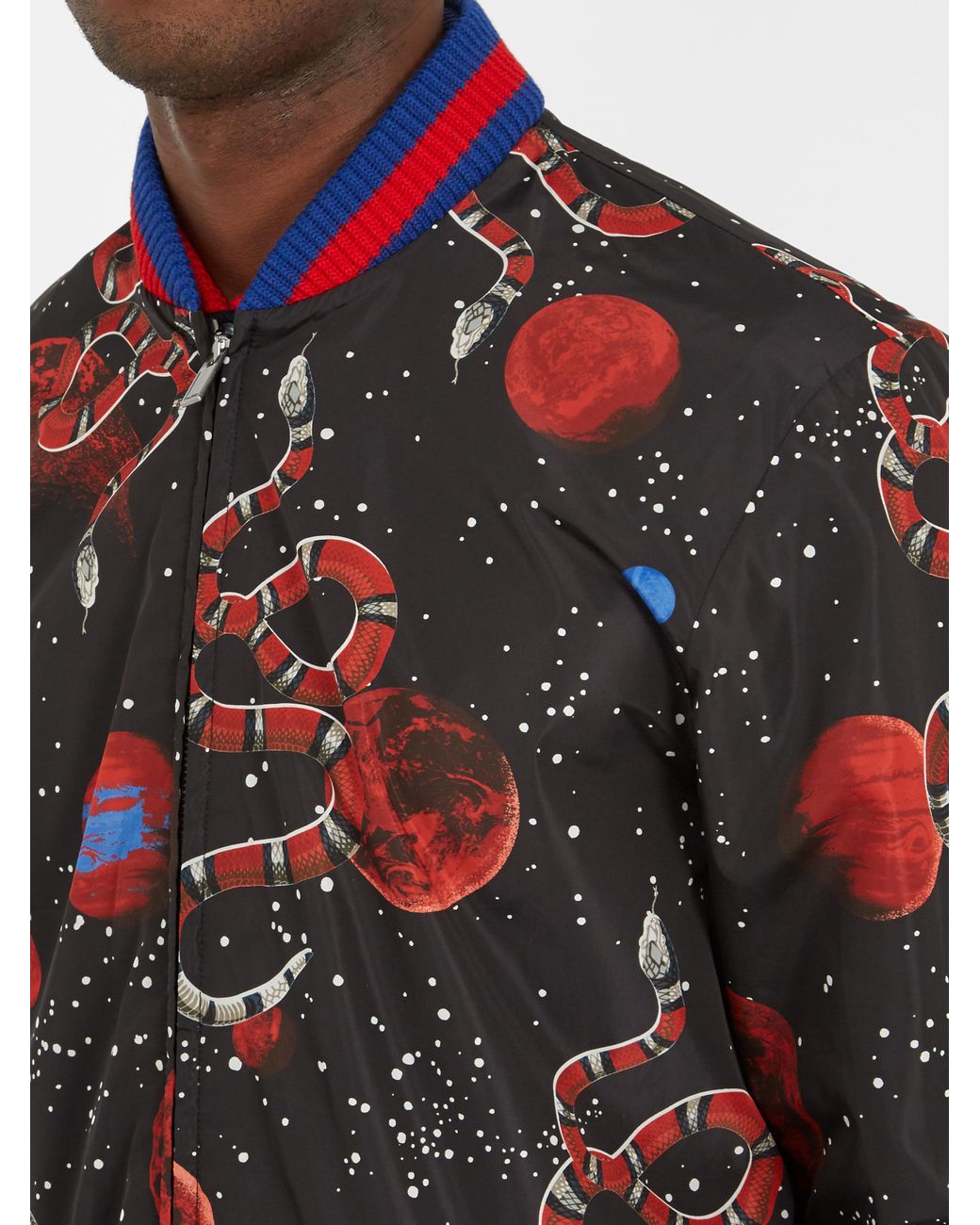 Gucci Space Snake-print Detachable-hood Jacket in Black for Men | Lyst
