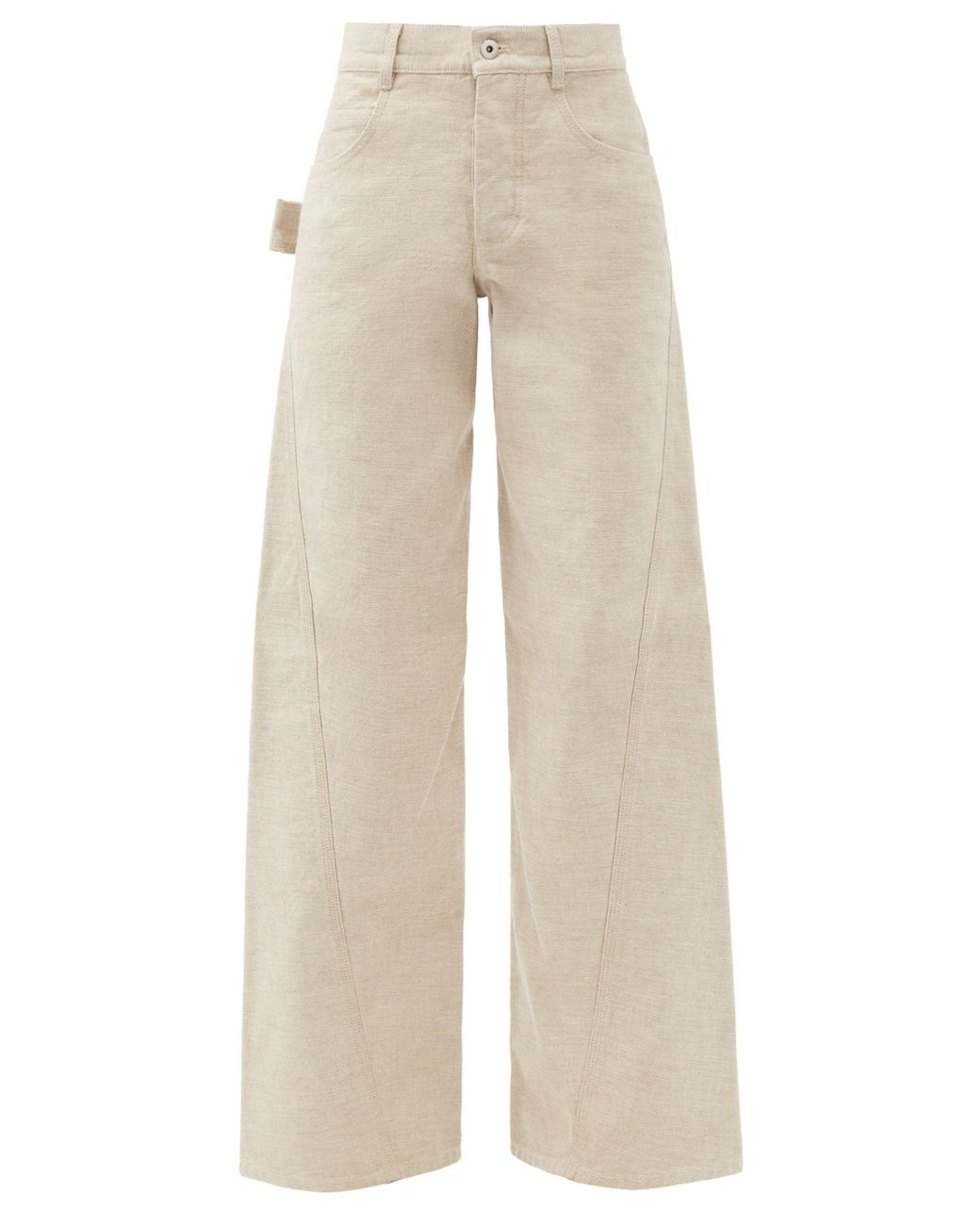 Bottega Veneta Denim Twisted-seam Wide-leg Jeans in Ivory (White) - Lyst