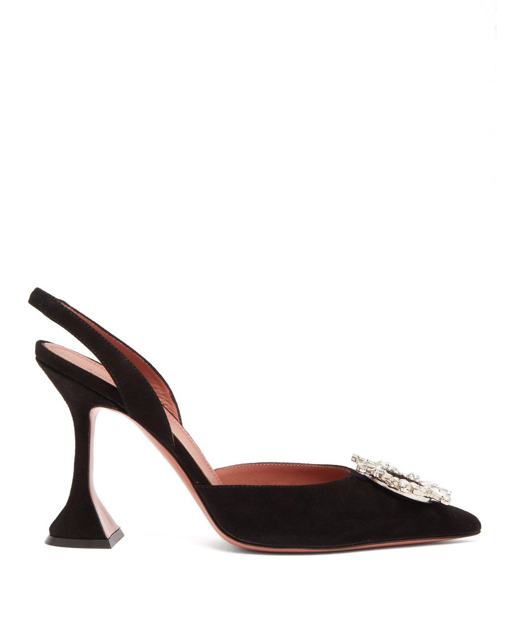 AMINA MUADDI Begum Sling Black Pumps With Crystal Buckle On ...