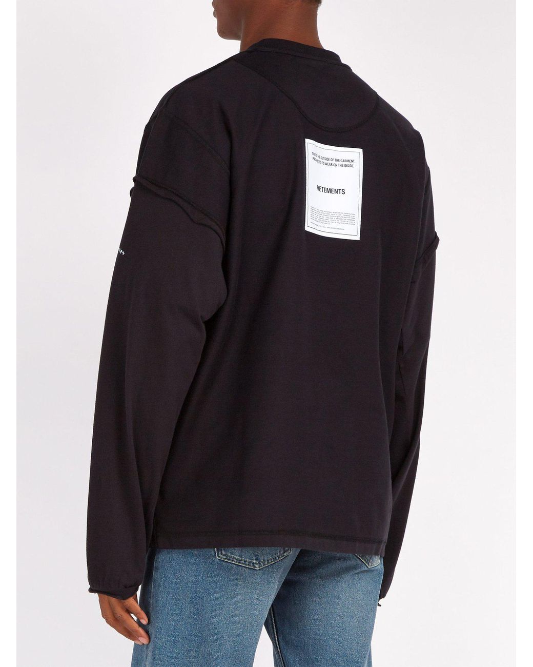 Vetements Inside-Out Logo Cotton T-Shirt - Black