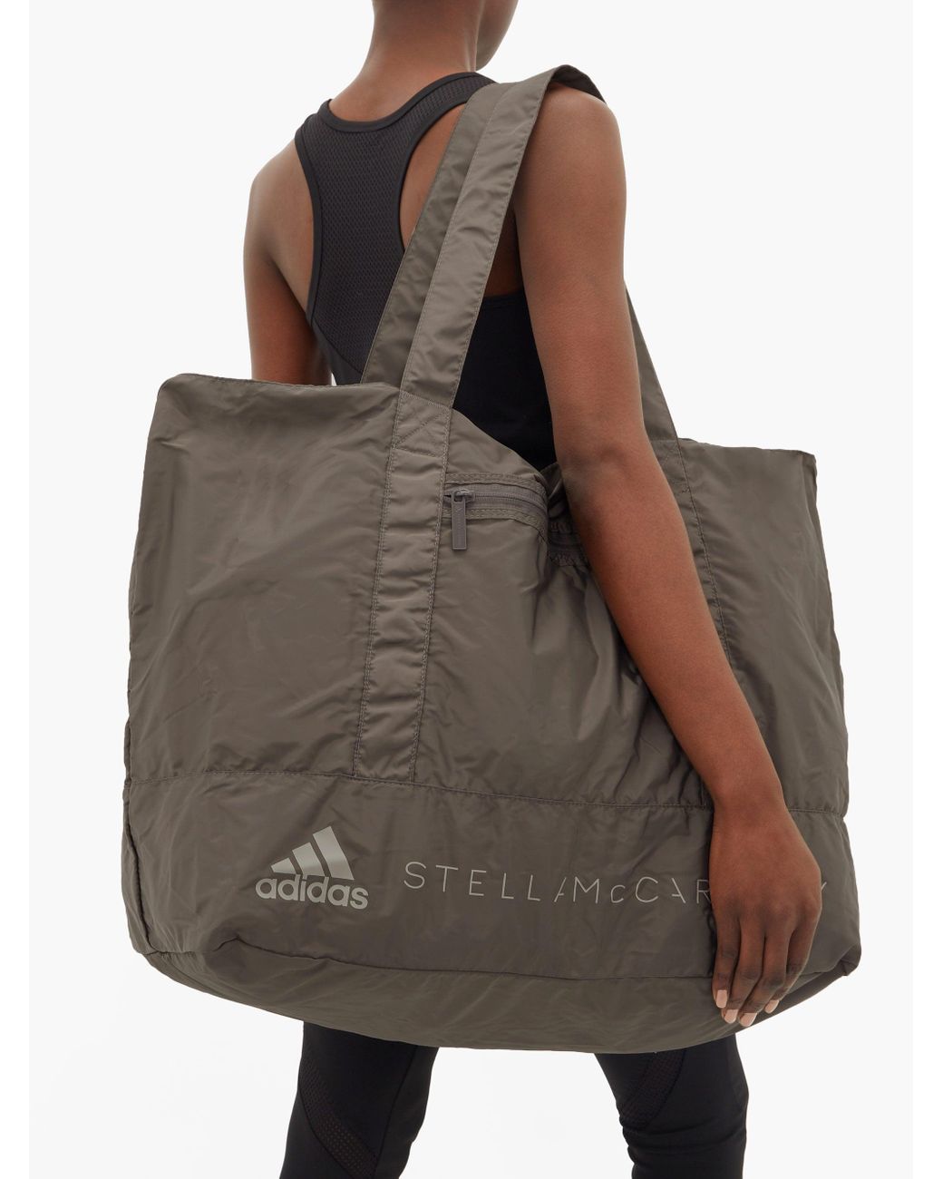 Employer phenomenon I'm happy adidas By Stella McCartney Oversized Nylon Tote Bag in Gray | Lyst