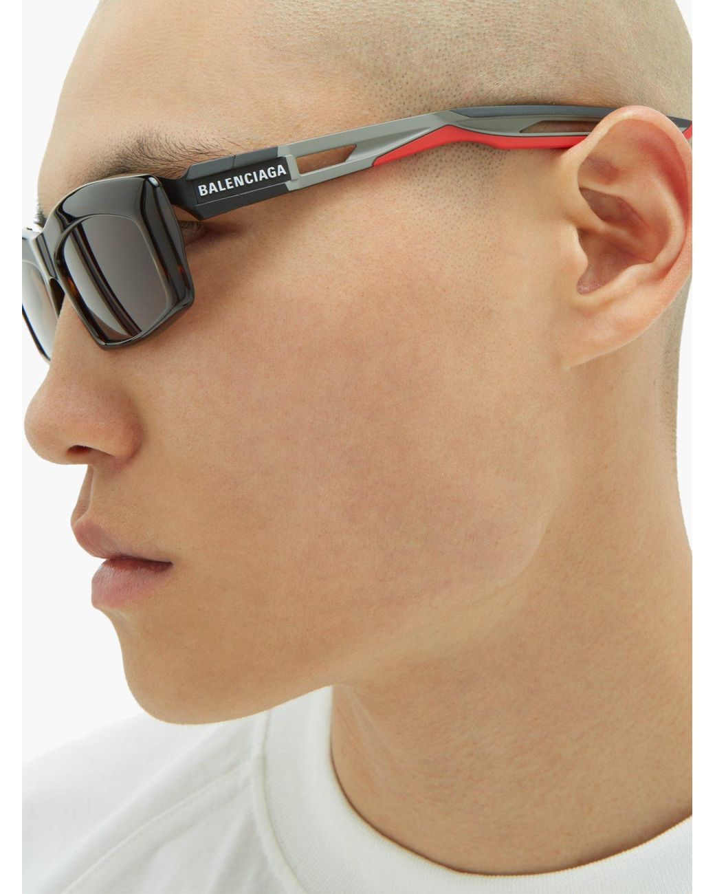 Balenciaga Hybrid Rectangular Acetate Sunglasses for Men | Lyst