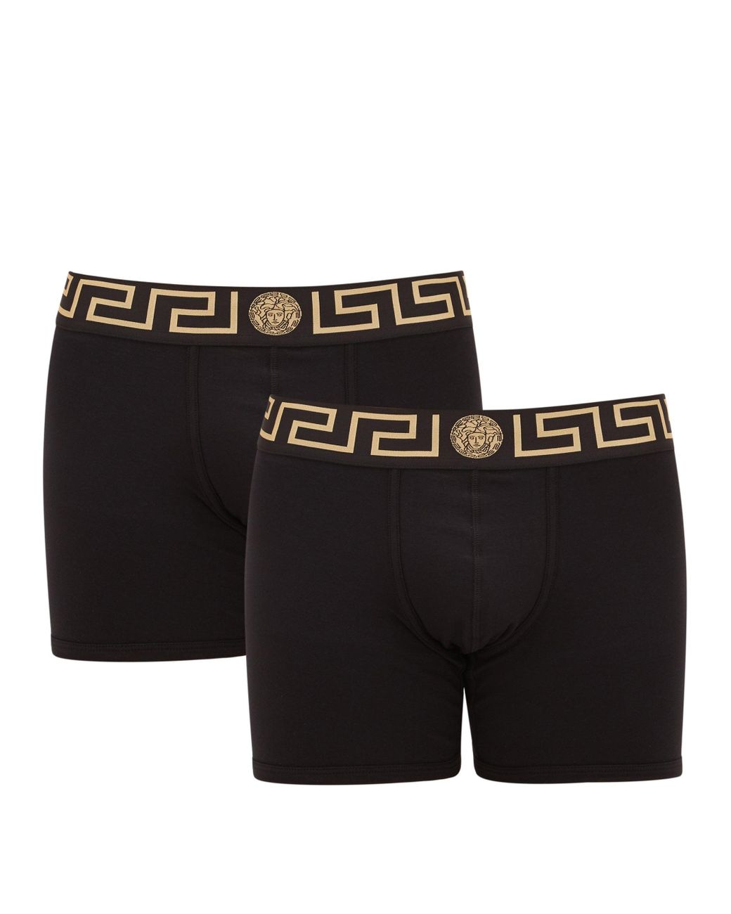 Versace Pack Of Two Logo Cotton-blend Boxer Briefs in Black for Men - Lyst