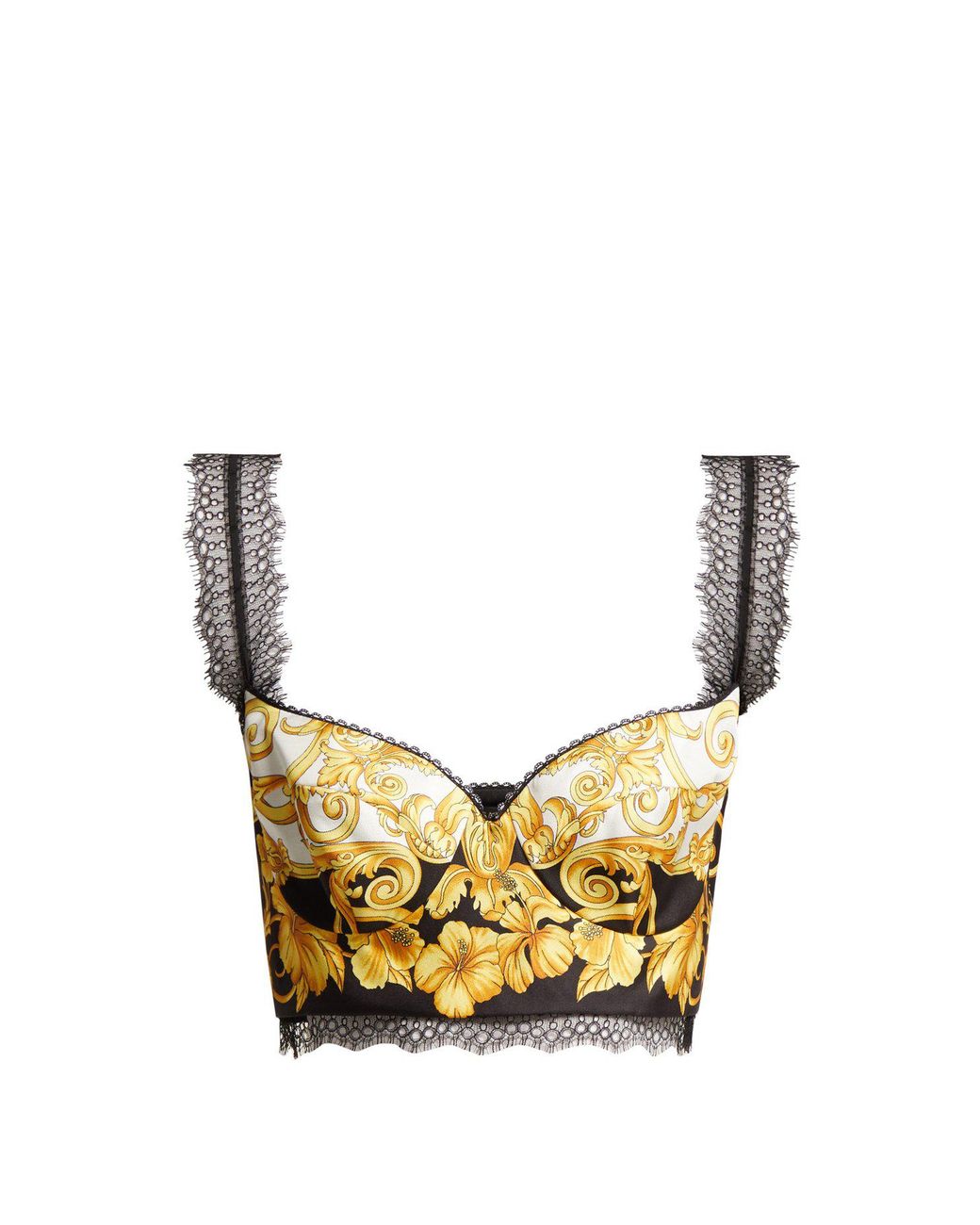 Versace Baroqueprint Cropped Silk Top in Metallic Lyst