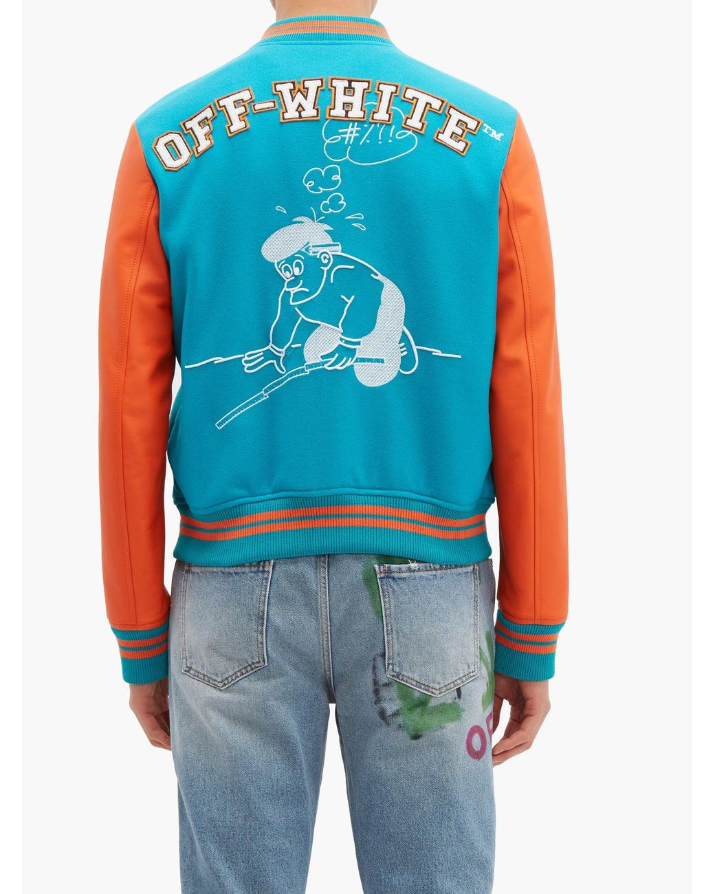 blue and orange off white jacket