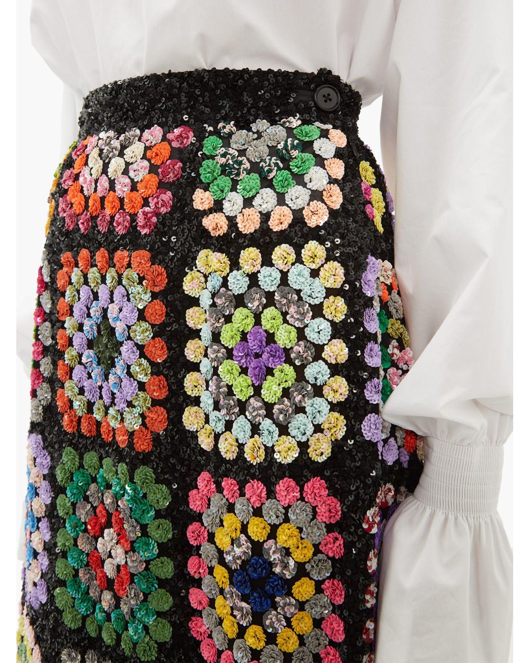 Ashish Sequinned Patchwork Crochet Maxi Skirt | Lyst