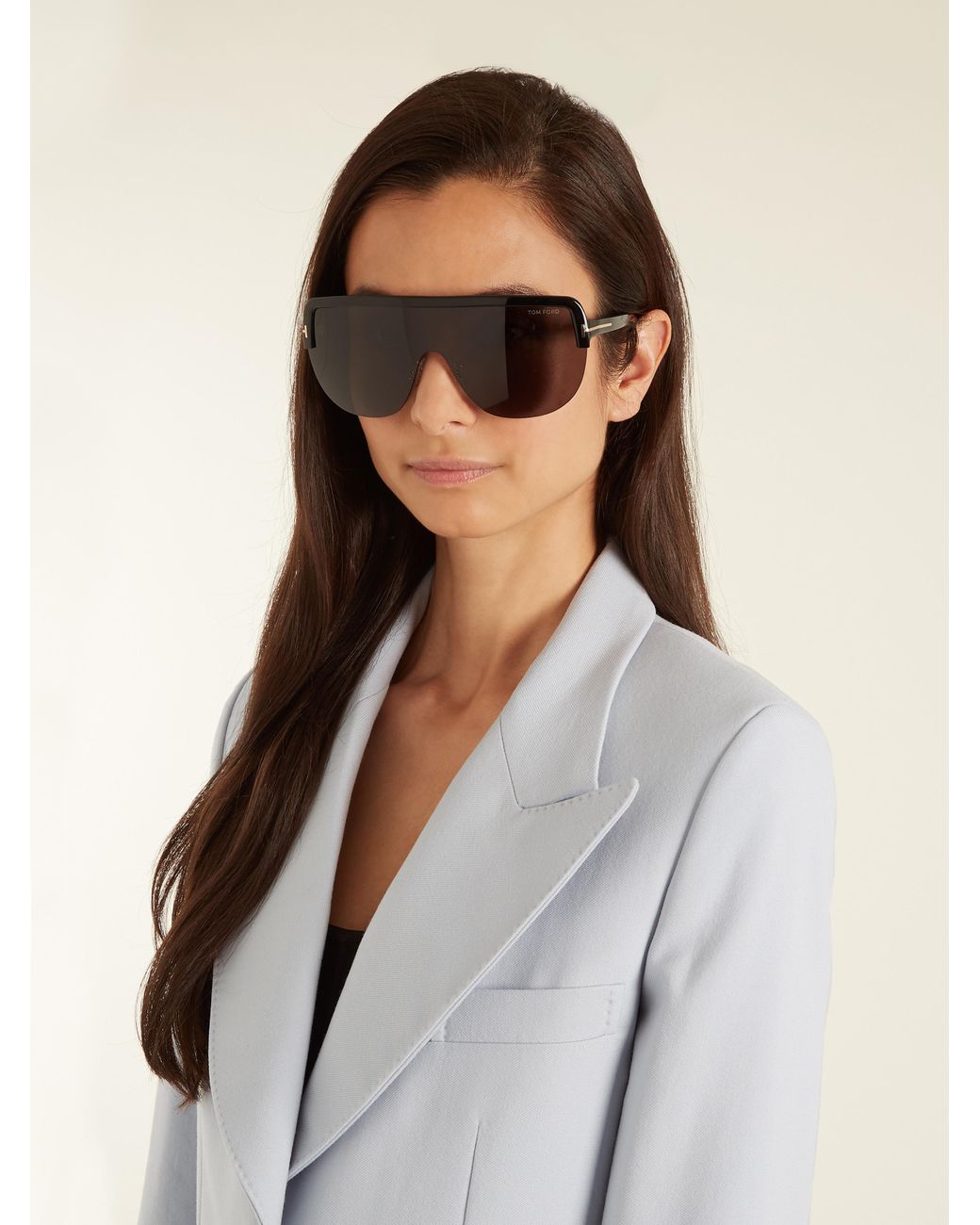 Tom Ford Angus Shield Sunglasses in Black | Lyst