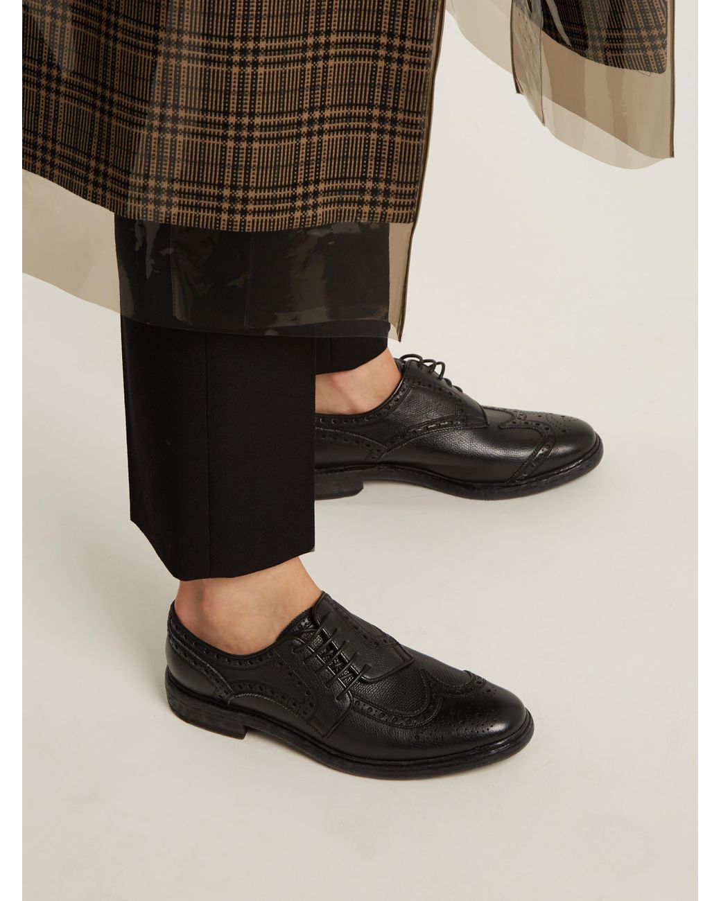 Burberry Rayford Asymmetric Leather Brogues in Black | Lyst