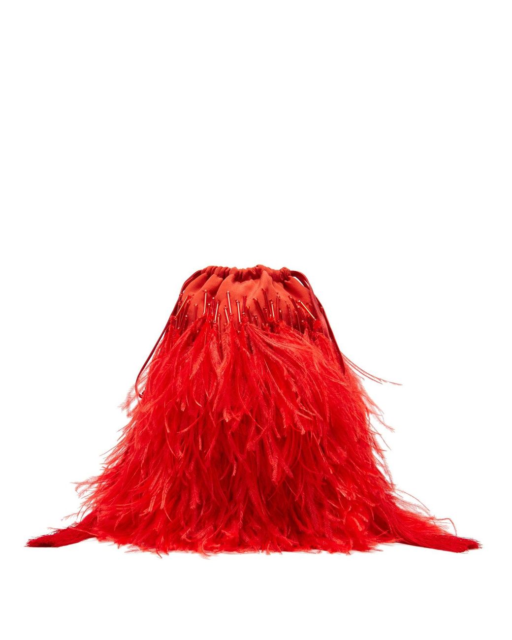 The Attico Beaded Ostrich Feather Satin Clutch Bag in Red | Lyst