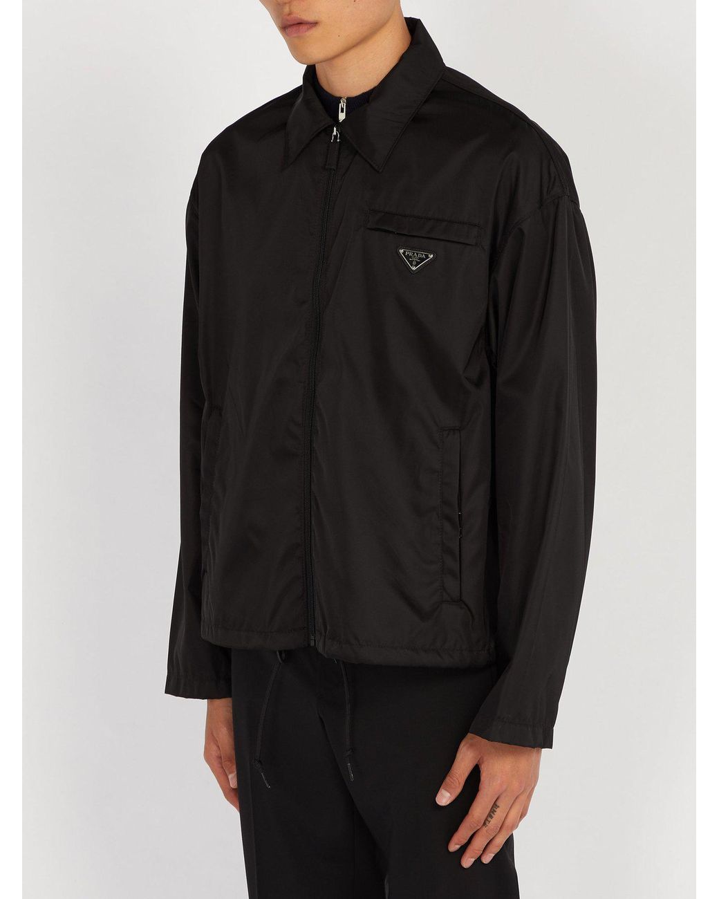 Prada Lightweight Nylon Coach Jacket in Black for Men | Lyst