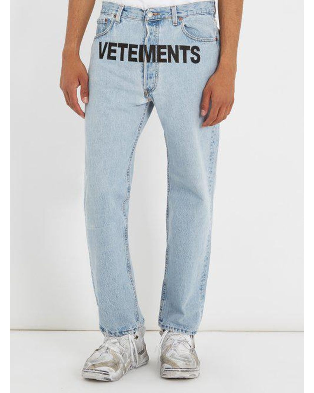 Vetements X Levi's Logo-embroidery Low-rise Wide-leg Jeans in Blue for Men  | Lyst