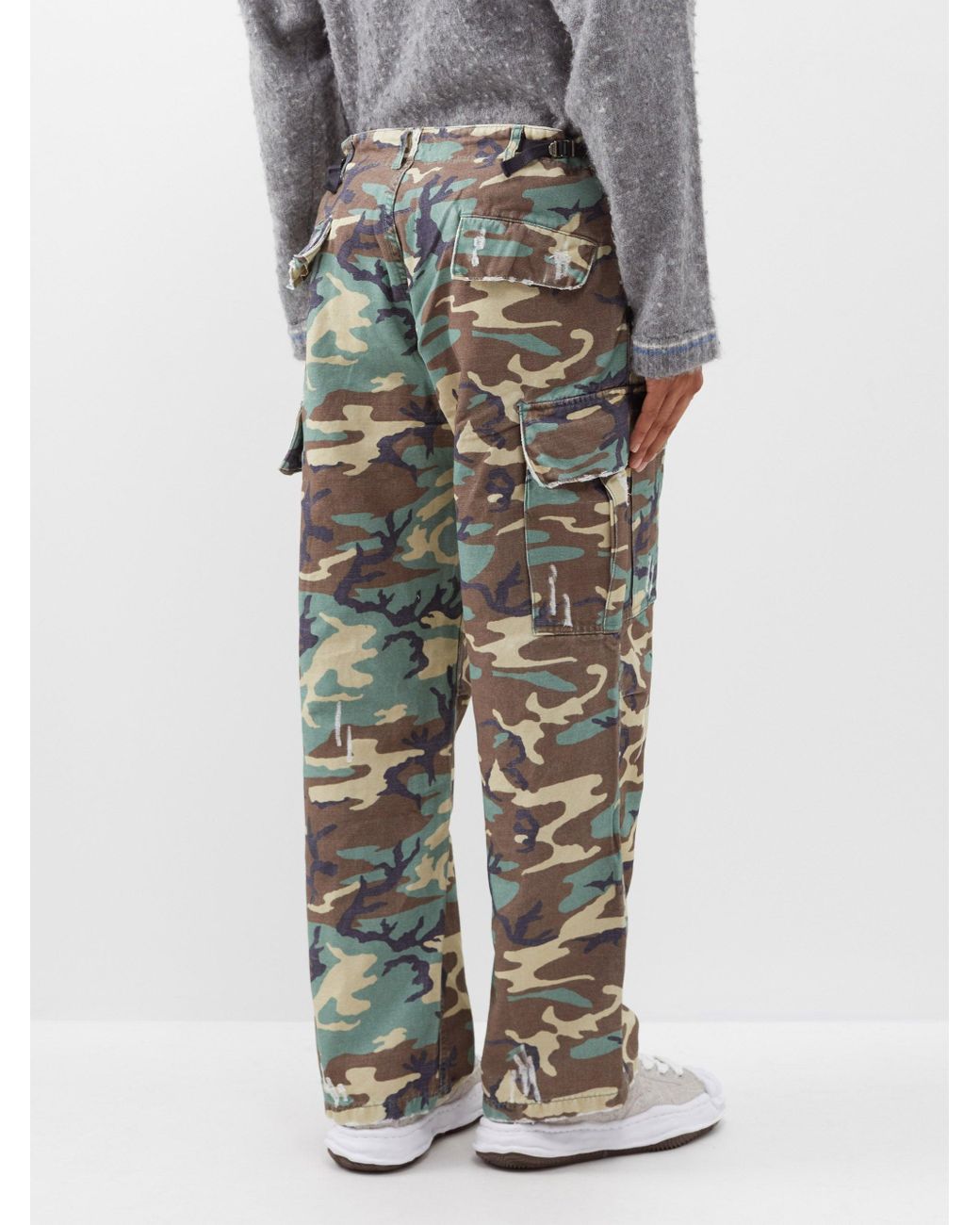 ERL Camouflage-print Cotton-canvas Cargo Trousers in Gray for Men | Lyst