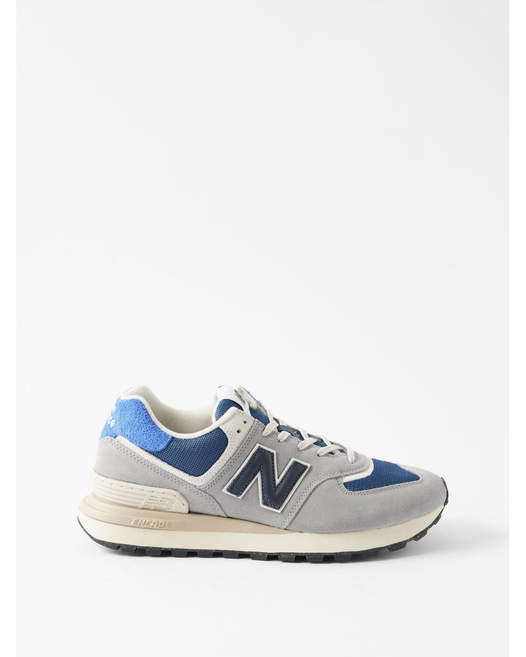 New Balance 574 Suede, Leather And Mesh Trainers in Blue for Men | Lyst