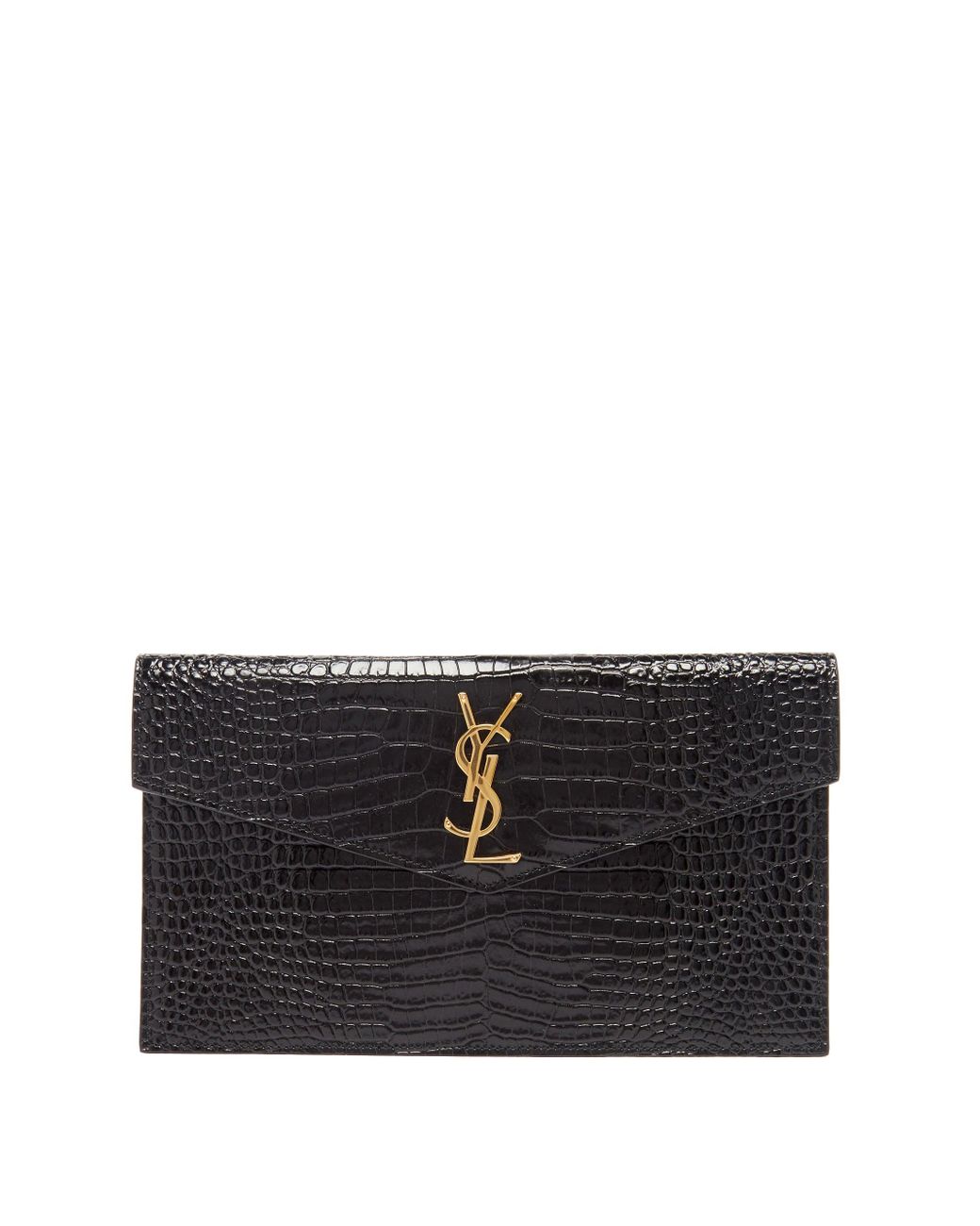 ysl uptown clutch croc