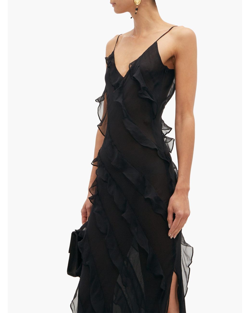 Rat & Boa Selena Ruffled Chiffon Maxi Dress in Black | Lyst Australia