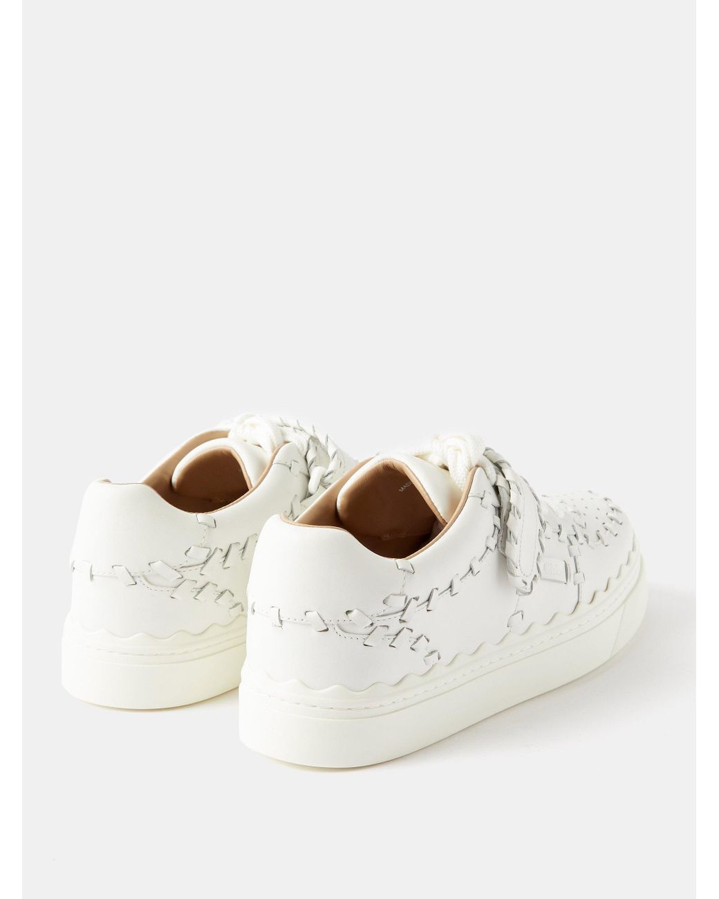 Chloé Lauren Whipstitched Leather Trainers in White | Lyst
