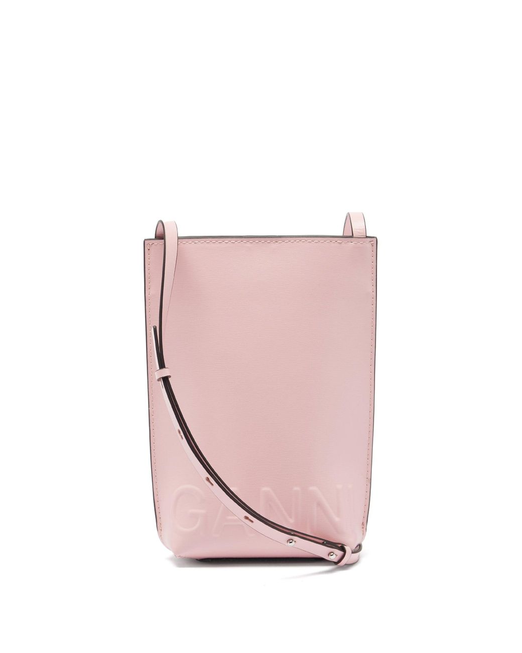 品質が完璧 GANNI ガニー エンボスロゴ レザーショルダーバッグ