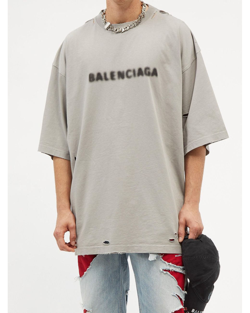 Balenciaga Oversized Logo-print Cotton-jersey T-shirt in Grey for Men |  Lyst Australia
