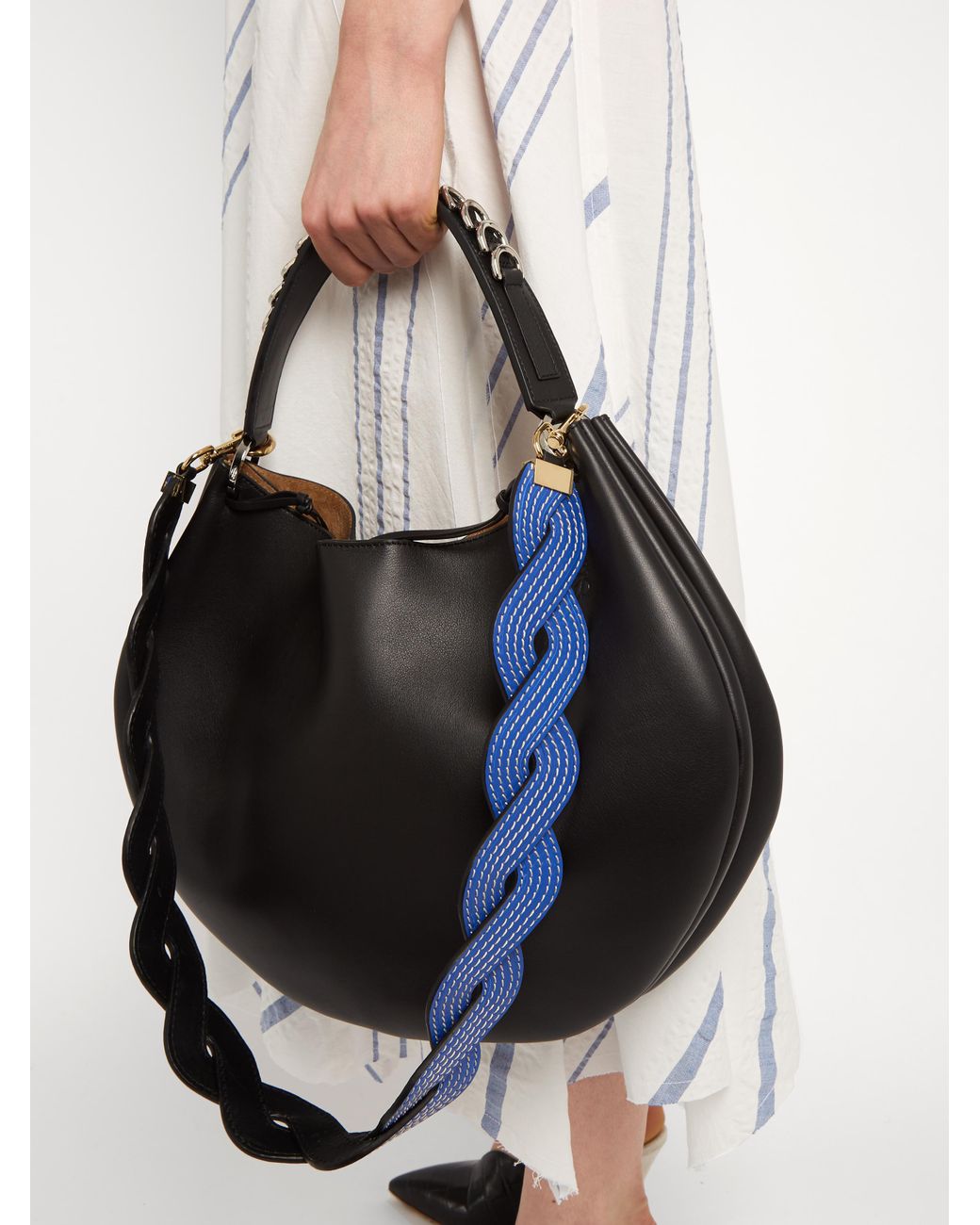 Loewe Braided Leather Bag Strap in Blue