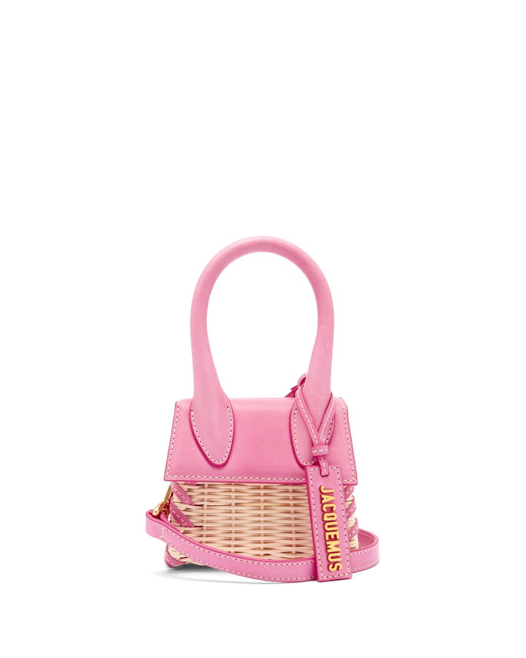 Jacquemus Le Chiquito Leather-trimmed Wicker Tote in Pink | Lyst