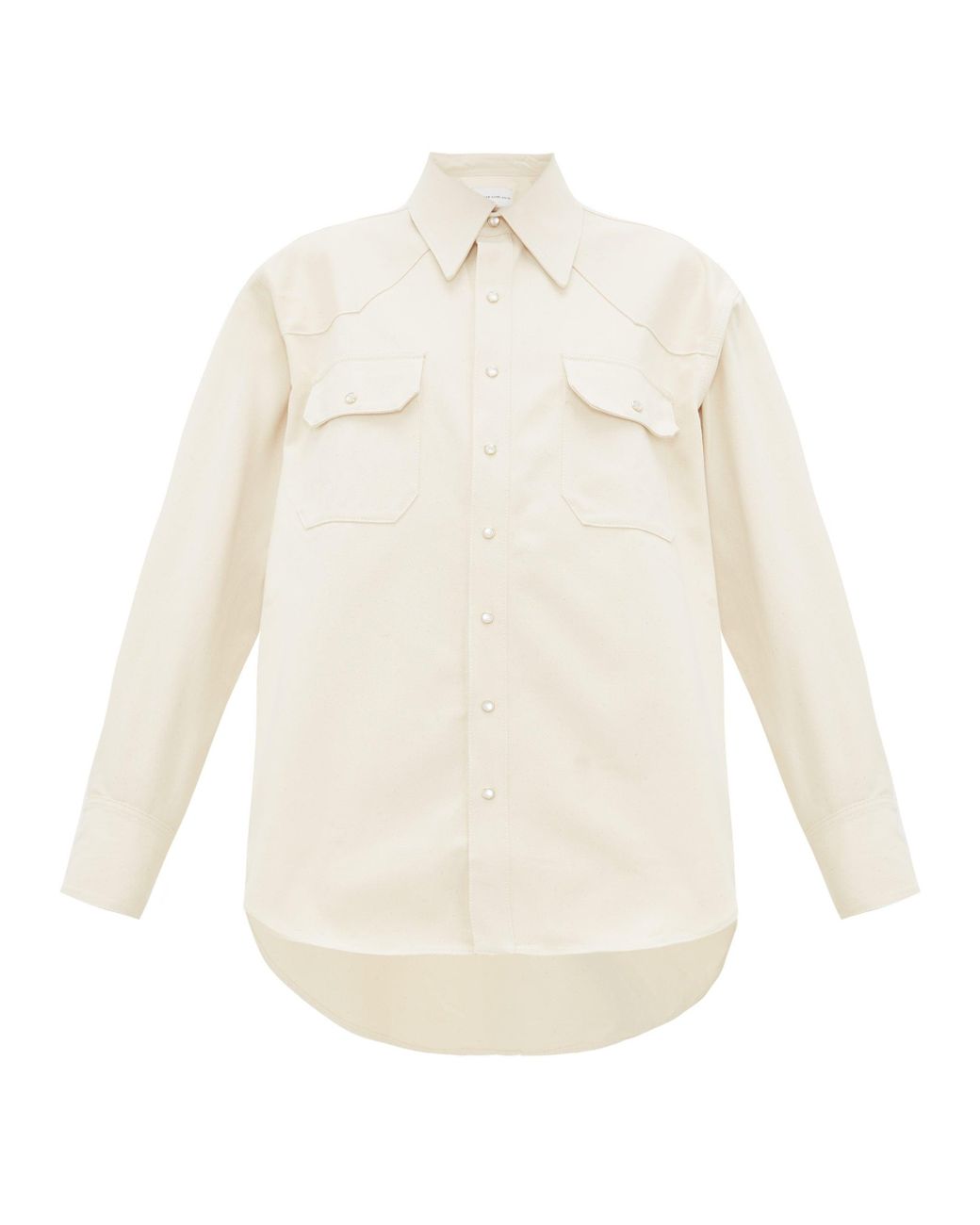 Matthew Adams Dolan Western Side-pleat Denim Shirt in Ivory (White) - Lyst