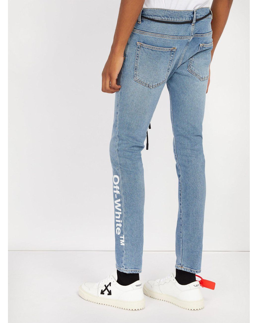 Off-White c/o Virgil Abloh Shoelace-belt Slim-fit Jeans in Blue for Men |  Lyst