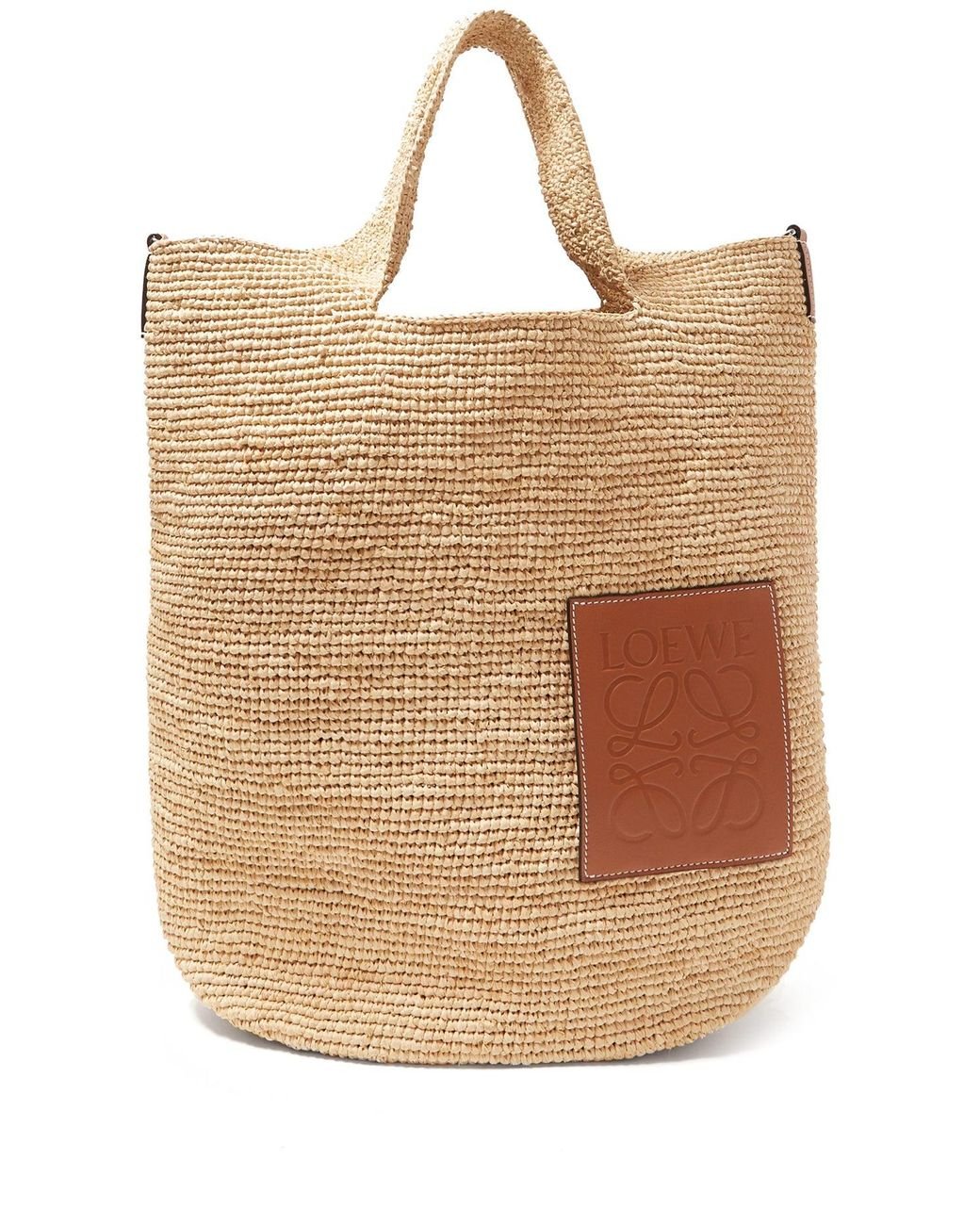 Loewe Leather Trimmed Raffia Tote Bag for Men Lyst