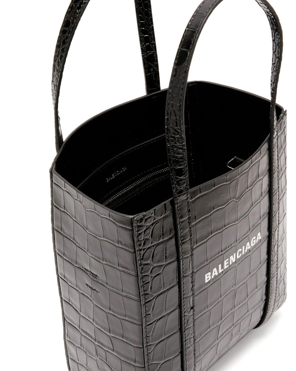 Balenciaga Everyday Xxs Crocodile-effect Leather Tote Bag in Black | Lyst