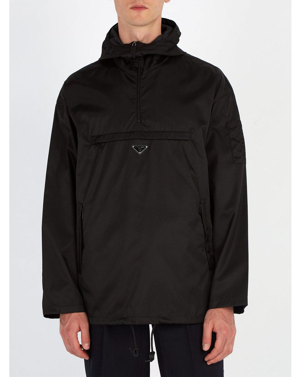 Prada Nylon Gabardine Anorak Jacket in Black for Men | Lyst