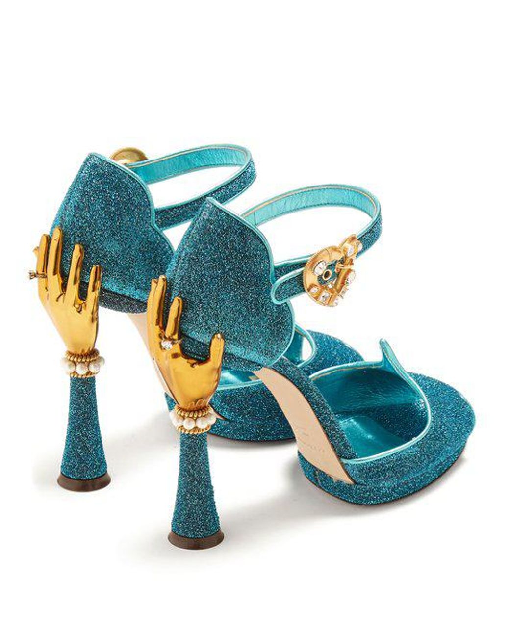 Dolce & Gabbana Hand-embellished Sandals in Blue | Lyst