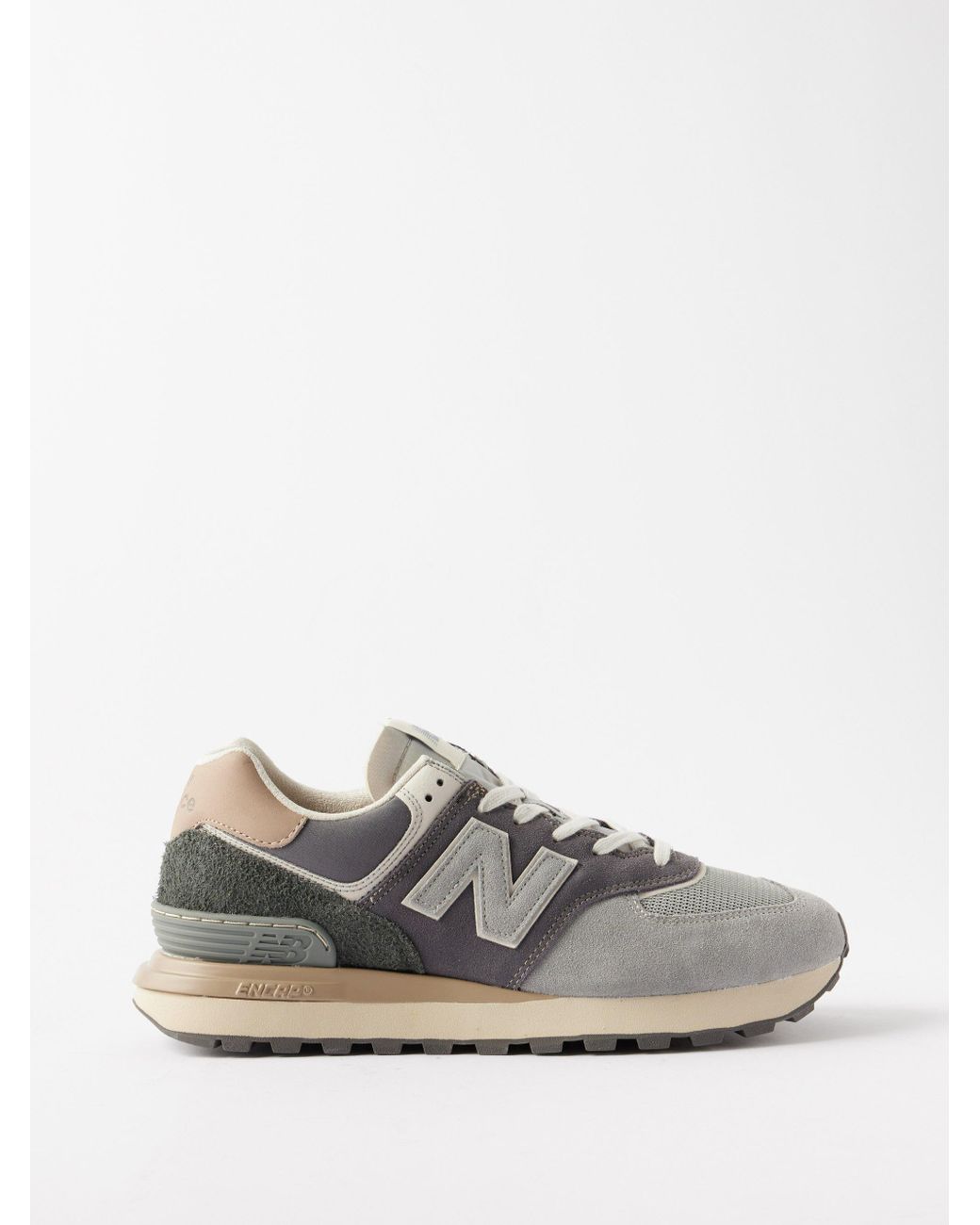 New Balance 574 Leather And Mesh Trainers in White for Men | Lyst
