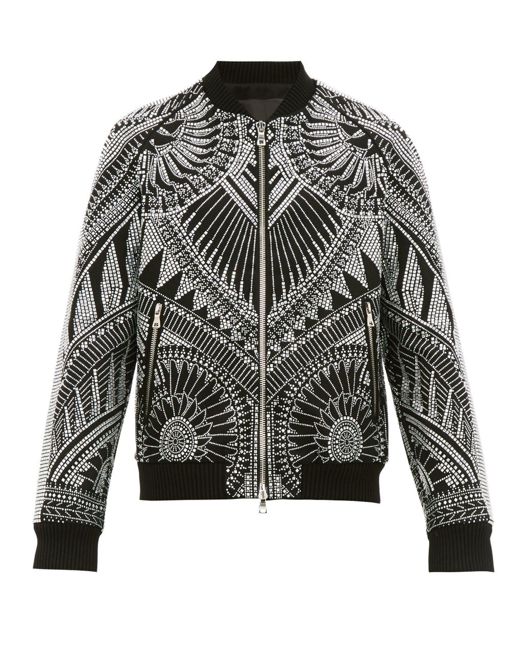 genetisk bue Lover Balmain Crystal-embellished Cotton Bomber Jacket in Black for Men | Lyst