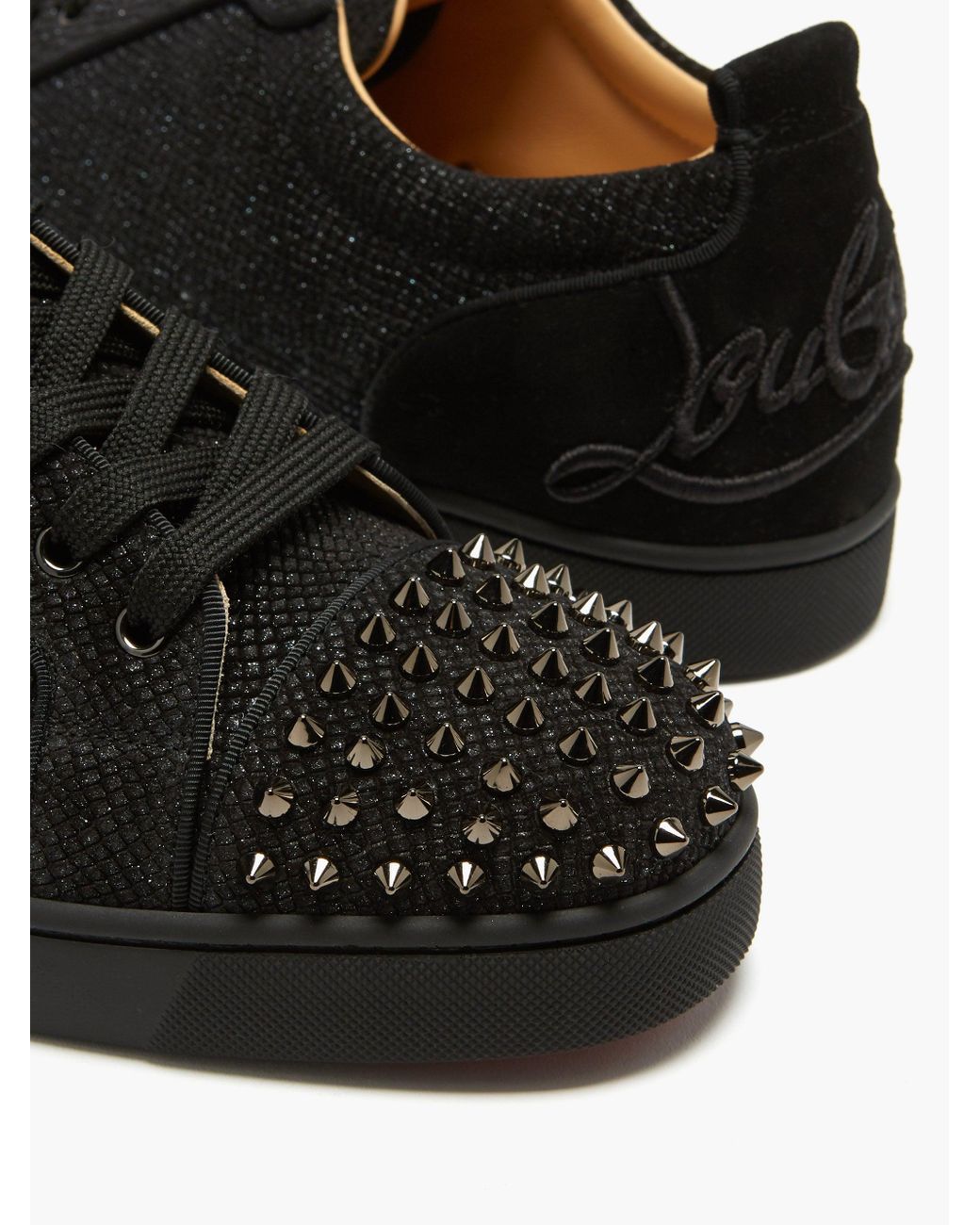 Louis junior spike leather low trainers Christian Louboutin Blue