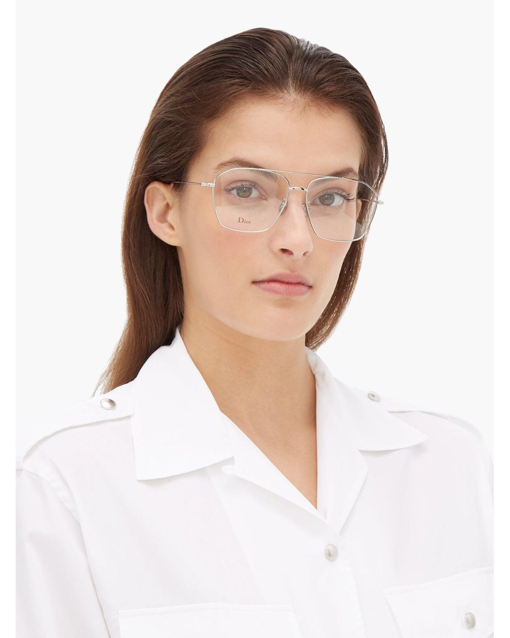 Dior Diorstellaire Aviator Metal Glasses in Metallic Lyst
