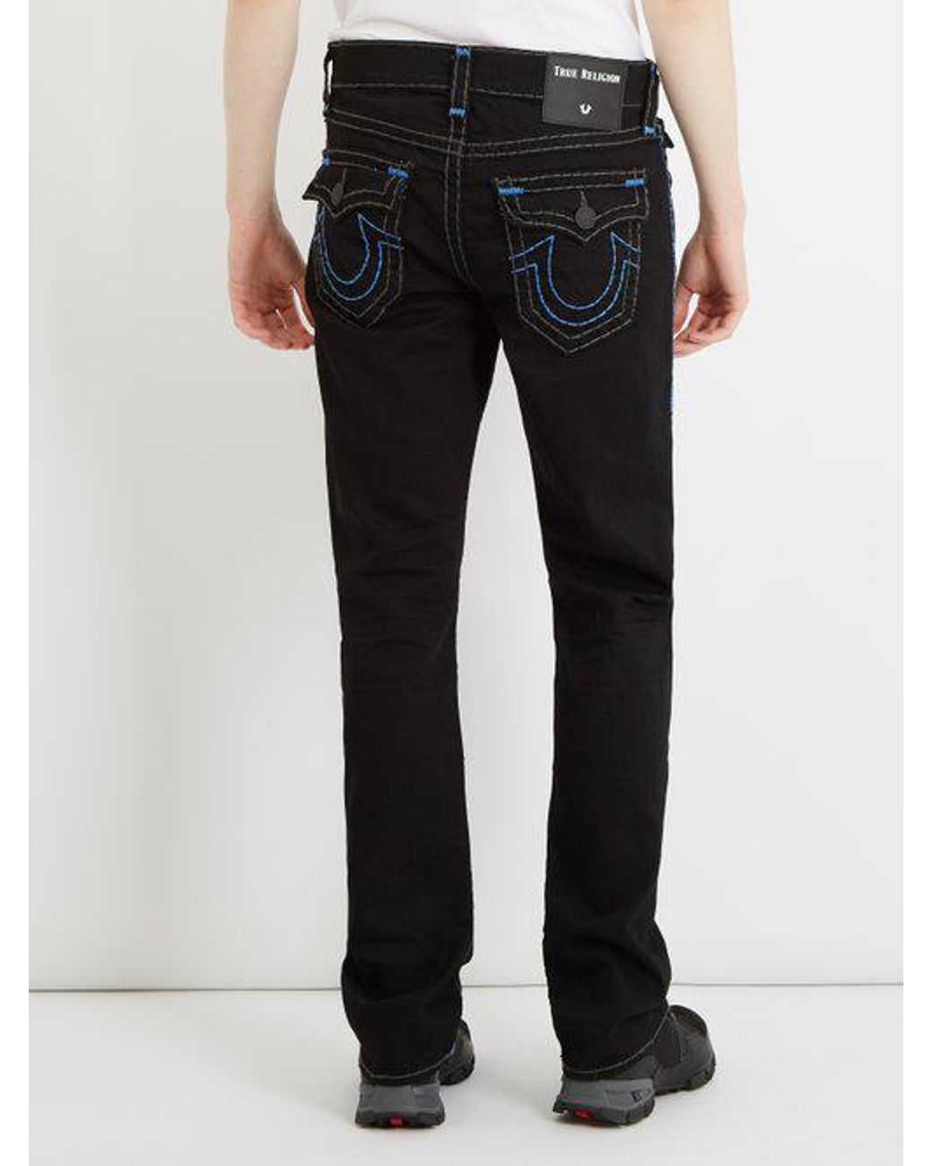 True Religion Contrast Stitch Mid-rise Straight-leg Jeans in Black for Men  | Lyst
