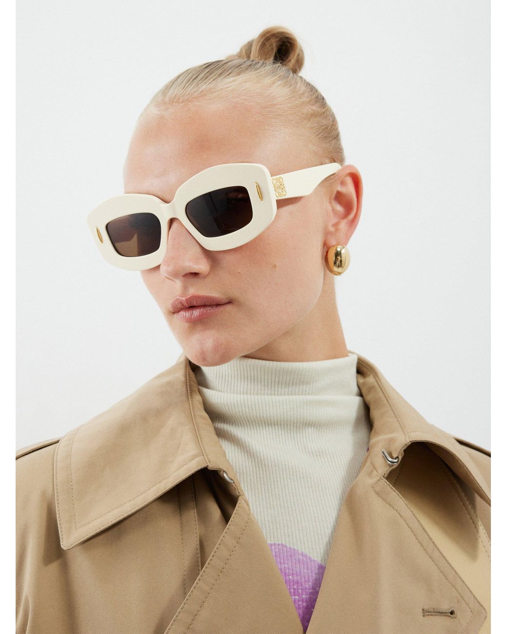 Screen Rectangular Sunglasses in Pink - Loewe