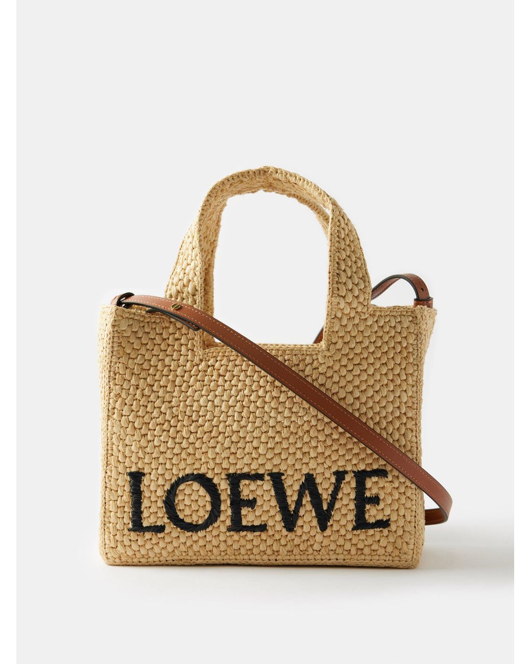 Loewe Logoembroidered Raffia Crossbody Bag in Metallic Lyst